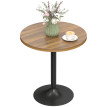 Table de bar Remedios ronde métal noir plateau effet noyer élégant 60 cm