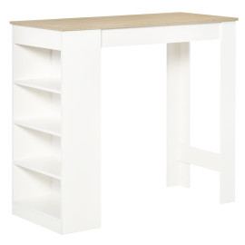 Table de bar Talheim moderne 4 étagères rangement design blanc