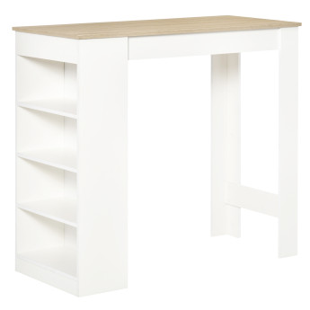 Table de bar Talheim moderne 4 étagères rangement design blanc
