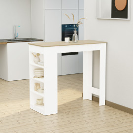 Table de bar Talheim moderne 4 étagères rangement design blanc