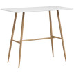 Table de Bar Navaridas Style Scandinave Élégant Acier MDF Blanc Aspect Bois
