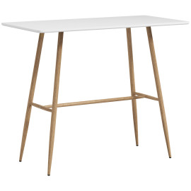 Table de Bar Navaridas Style Scandinave Élégant Acier MDF Blanc Aspect Bois
