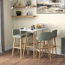 Table de Bar Navaridas Style Scandinave Élégant Acier MDF Blanc Aspect Bois