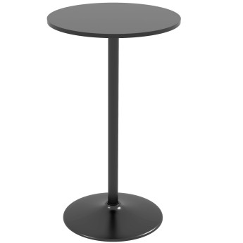 Table de bar Herbeval design contemporain élégant rond noir Ø60x102 cm