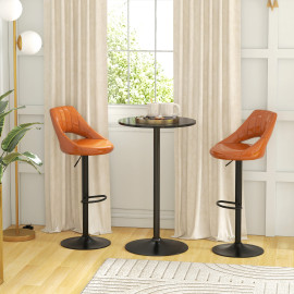 Table de bar Herbeval design contemporain élégant rond noir Ø60x102 cm