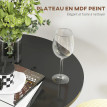 Table de bar Herbeval design contemporain élégant rond noir Ø60x102 cm