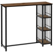 Table de bar Mirabello design industriel acier noir aspect bois élégant compact rangement