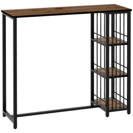 Table de bar Mirabello design industriel acier noir aspect bois élégant compact rangement