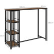 Table de bar Mirabello design industriel acier noir aspect bois élégant compact rangement