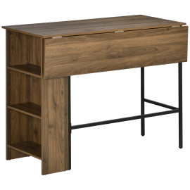 Table de bar Entrambasaguas design industriel extensible 3 étagères noir bois noyer