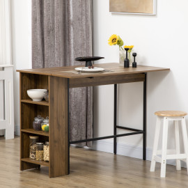 Table de bar Entrambasaguas design industriel extensible 3 étagères noir bois noyer