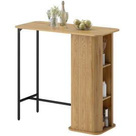 Table de bar Amedeo design scandinave 3 étagères effet bois noir élégant