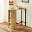 Table de bar Amedeo design scandinave 3 étagères effet bois noir élégant