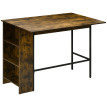 Table de Bar Petronilla Design Industriel Extensible 3 Étagères Noir Bois Vieilli