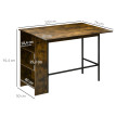 Table de Bar Petronilla Design Industriel Extensible 3 Étagères Noir Bois Vieilli