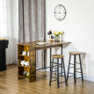 Table de Bar Petronilla Design Industriel Extensible 3 Étagères Noir Bois Vieilli