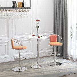 Table Zephrin Mange-Debout Réglable en Hauteur Métal Chromé Blanc Ø60 cm
