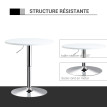Table Zephrin Mange-Debout Réglable en Hauteur Métal Chromé Blanc Ø60 cm