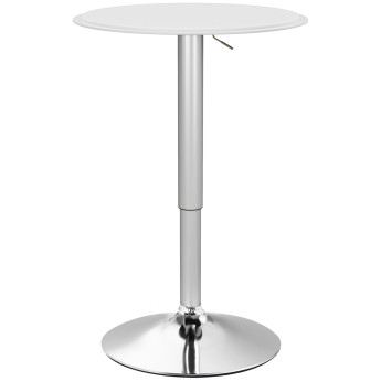 Table Bar Aldomar Contemporaine Réglable en Hauteur Blanc Chromé 63 cm