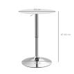 Table Bar Aldomar Contemporaine Réglable en Hauteur Blanc Chromé 63 cm