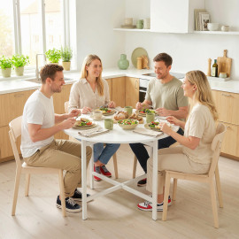 Table Modesto Pliable Extensible 4 Personnes Design Blanc Acier Robuste