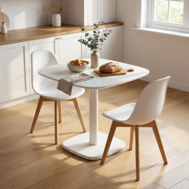 Table à manger Sopelana design bois massif hévéa moderne 4 pers noir