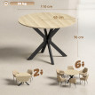 Table Ivreval Extensible Ronde 2-6 Pers Bois Acier Effet Naturel Économise Espace