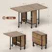 Table Desiderio Pliable Extensible 6 Pers Effet Bois Noyer Mobile Rangement Roues
