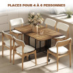 Table Desiderio Pliable Extensible 6 Pers Effet Bois Noyer Mobile Rangement Roues