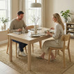 Table à manger Diebach élégante extensible 4-6 pers bois naturel blanc 119x70 cm