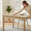 Table à manger Diebach élégante extensible 4-6 pers bois naturel blanc 119x70 cm