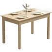 Table à manger Diebach élégante extensible 4-6 pers bois naturel blanc 119x70 cm