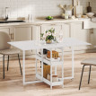 Table Reinold Pliable Rabattable 2-4 Pers avec Rangement Blanc