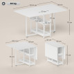 Table Reinold Pliable Rabattable 2-4 Pers avec Rangement Blanc