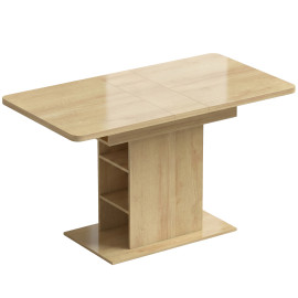 Table Yadwin Extensible 4-6 Pers Rangement Intégré Effet Bois Naturel