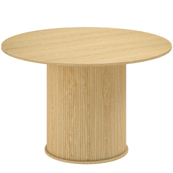 Table à manger Lieselotte ronde design élégant effet bois naturel 120 cm