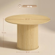 Table à manger Lieselotte ronde design élégant effet bois naturel 120 cm