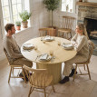 Table à manger Lieselotte ronde design élégant effet bois naturel 120 cm
