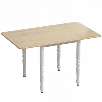 Table Trivolzio Extensible 2 à 6 Pers Acier MDF Effet Bois Naturel Pliable Gain de Place