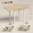 Table Trivolzio Extensible 2 à 6 Pers Acier MDF Effet Bois Naturel Pliable Gain de Place