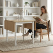 Table Trivolzio Extensible 2 à 6 Pers Acier MDF Effet Bois Naturel Pliable Gain de Place