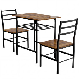 Ensemble Ondarroa Table Salle à Manger Industrielle 2 Chaises Brun Noir Compact