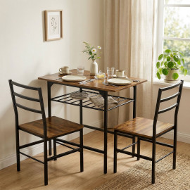 Ensemble Ondarroa Table Salle à Manger Industrielle 2 Chaises Brun Noir Compact