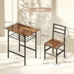 Ensemble Ondarroa Table Salle à Manger Industrielle 2 Chaises Brun Noir Compact