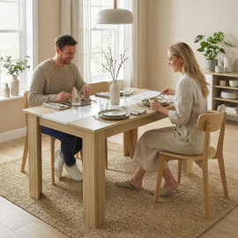 Table à manger Northaven élégante et spacieuse 4-6 pers effet bois chêne clair