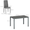 Ensemble Table Volkhard Verre Trempé 8mm Métal Gris 4 Chaises Confort