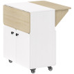 Desserte Merewyn Table Pliable Multifonction 3 en 1 Blanc Effet Bois Clair