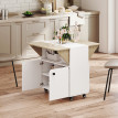 Desserte Merewyn Table Pliable Multifonction 3 en 1 Blanc Effet Bois Clair