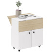 Desserte Merewyn Table Pliable Multifonction 3 en 1 Blanc Effet Bois Clair