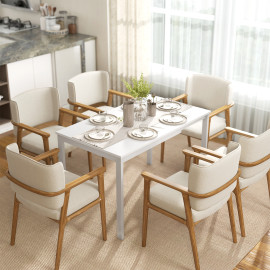 Table Genoveva Extensible 80-120 cm 6 Pers Blanc Design Minimaliste Robuste